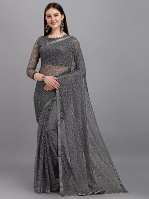 Suntex Self Design Bollywood Net Saree(Cream)
