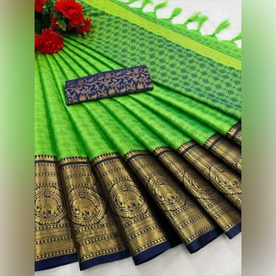 SGF11 Woven Banarasi Pure Silk, Art Silk Saree(Green)