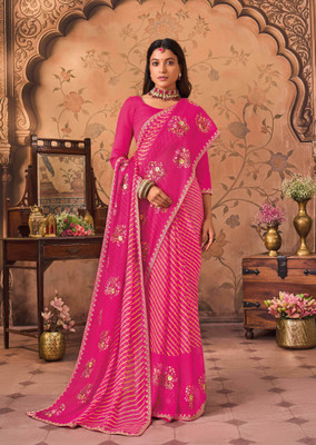 Laxmipati sarees Embroidered Bollywood Chiffon Saree(Pink)