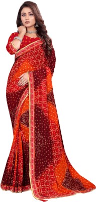 Rangrasiya Sarees Woven Bandhani Georgette Saree(Orange)