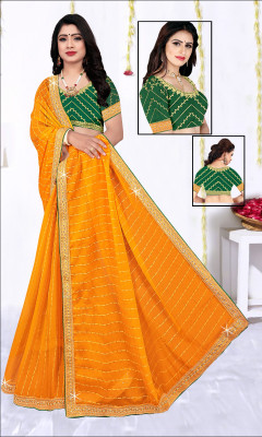 Kamini silk mills Self Design Bollywood Georgette Saree(Yellow)