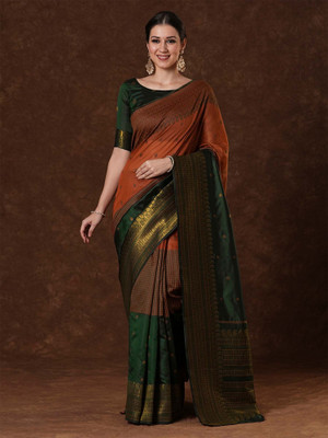 Tasrika Woven Venkatagiri Cotton Blend Saree(Green)