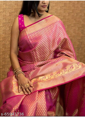 kalhari Self Design Banarasi Jacquard Saree(Pink)