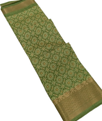 CTEXTILES Printed Bollywood Pure Silk Saree(Green)