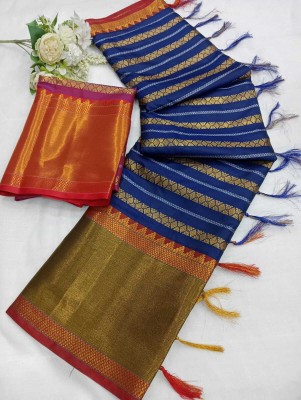 AARAANA Woven Kanjivaram Pure Silk, Art Silk Saree(Dark Blue)