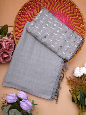 Aaradhna Printed Banarasi Georgette Saree(Grey)