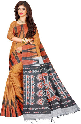 Bhadra Shopping Store Printed Sambalpuri Cotton Blend Saree(Yellow)