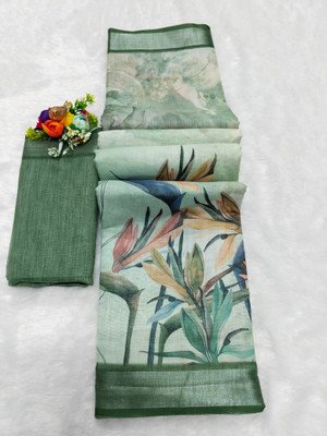 Gajal Printed Bollywood Linen, Cotton Linen Saree(Multicolor)