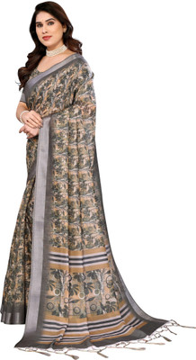 Millstar Printed Bollywood Cotton Linen, Cotton Silk Saree(Multicolor)