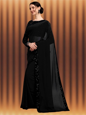 katariya fashion Embellished Bollywood Georgette Saree(Black)