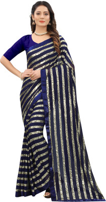 KV Fashion Embellished Bollywood Georgette Saree(Dark Blue)