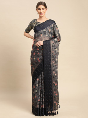 RekhaManiyar Printed Bollywood Chiffon Saree(Dark Blue)