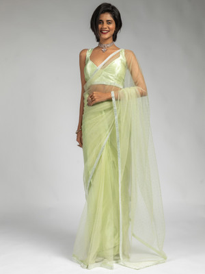 Divastri Embellished Bollywood Net Saree(Light Green)