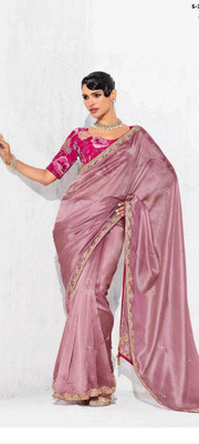 Shree nath Sadi Centre Embroidered Bollywood Pure Silk Saree(Pink)