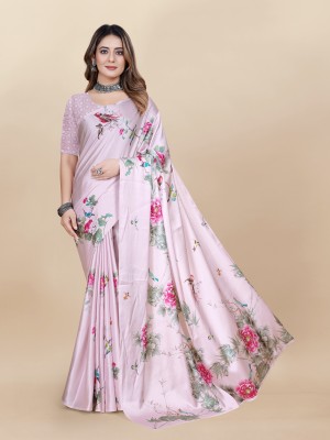 VS Enterprise Digital Print Bollywood Satin Saree(Pink, Red)