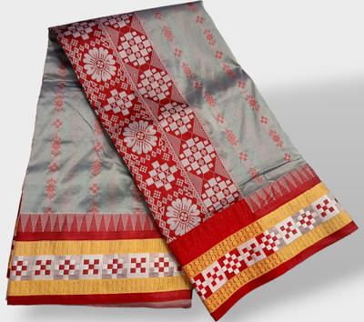 PremiumTextiles Printed Sambalpuri Silk Blend Saree(Grey)