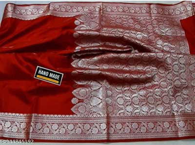 NationalSaree Self Design Banarasi Satin Saree(Maroon)