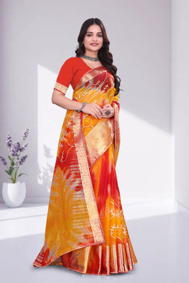 Aarunika MT Solid/Plain Bollywood Organza Saree(Red)