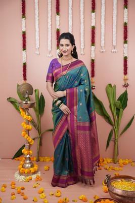 UDANI ENTERPRISE Self Design Bollywood Art Silk Saree(Dark Green)