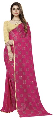 PK Fashion Printed Daily Wear Chiffon Saree(Pink)