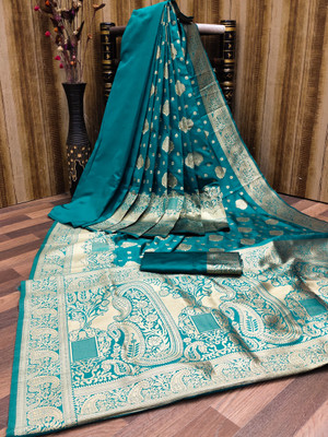 TRINITI FAB Printed Kanjivaram Jacquard Saree(Light Green)