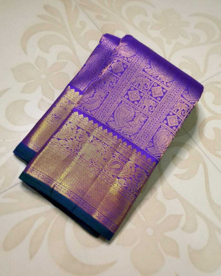 Khodal Zari Work Woven Kanjivaram Jacquard, Pure Silk Saree(Purple)