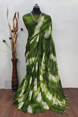 SAVRITI Geometric Print Bollywood Tussar Silk Saree(Light Green)