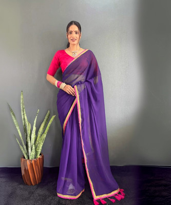 Sonika Self Design Bollywood Georgette Saree(Purple)