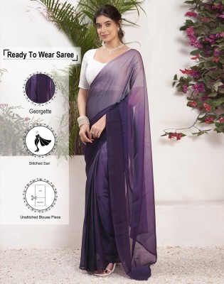 Satrani Dyed, Solid/Plain Bollywood Georgette Saree(Purple)