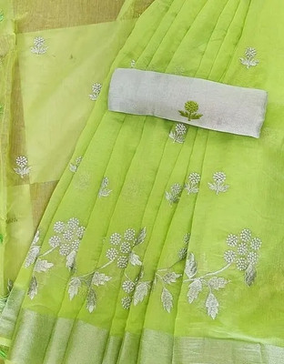 valida Printed Bollywood Chanderi Saree(Light Green)
