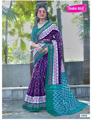 JASU CREATION Printed Handloom Pure Cotton Saree(Purple)