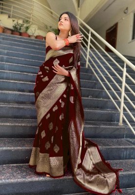 Jessy Woven Kanjivaram Silk Blend Saree(Maroon)