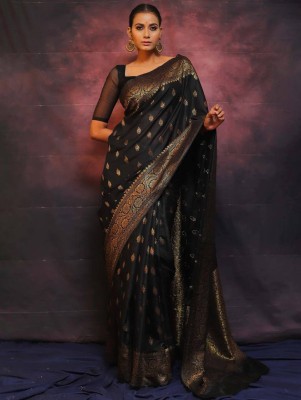 Sarvada Embellished Banarasi Jacquard, Art Silk Saree(Black)