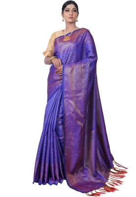 creative impression Woven Banarasi Handloom Art Silk Saree(Gold, Purple)