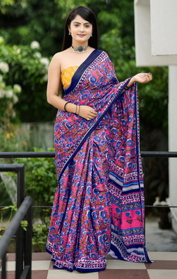 Moda Rapido Printed Bollywood Cotton Silk Saree(Purple)