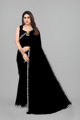 DHARMEE Embellished Bollywood Georgette, Chiffon Saree(Black)