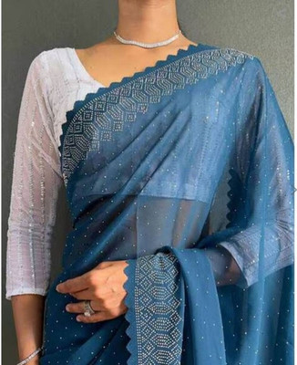Chayanika Creation Self Design Bollywood Georgette Saree(Grey)
