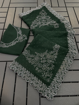 Jennyfab Embellished Bollywood Organza Saree(Blue)