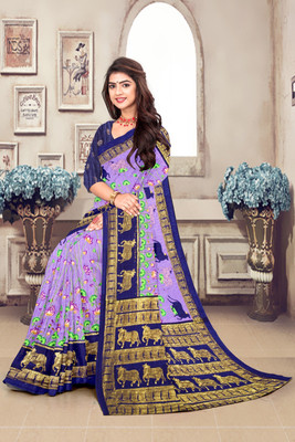 nirmal creation Printed Bollywood Cotton Blend Saree(Multicolor)