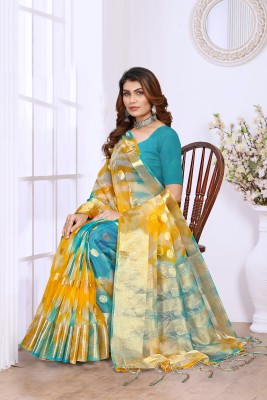 KOTHARI AF Self Design Bandhani Organza Saree(Light Blue)