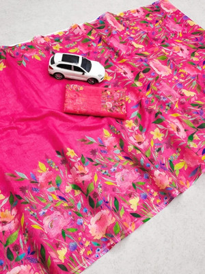 SJY Printed Bollywood Linen Saree(Multicolor)