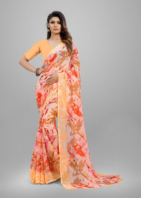 Sanjana Silk Floral Print Daily Wear Chiffon Saree(Pink)