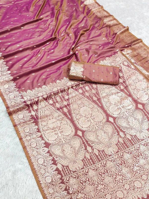Spetila Woven Banarasi Jacquard, Pure Silk Saree(Pink)