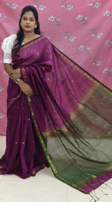 swarnajita Woven Handloom Cotton Silk Saree(Magenta)