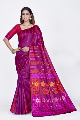 Aformi Woven Banarasi Silk Blend Saree(Purple)