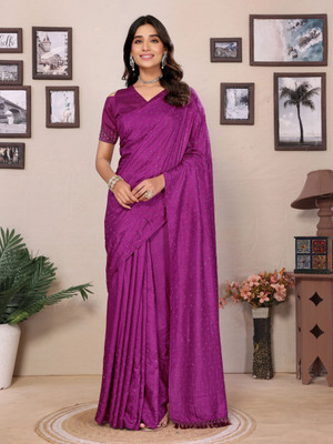 AVANTIKA FASHION Woven, Embellished, Dyed Bollywood Pure Silk, Art Silk Saree(Purple)
