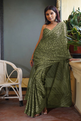 MIRCHI FASHION Printed, Floral Print Daily Wear Chiffon, Georgette Saree(Light Green)