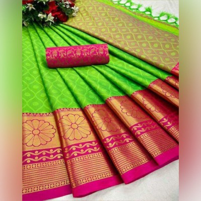 SGF11 Woven Banarasi Pure Silk, Art Silk Saree(Light Green)