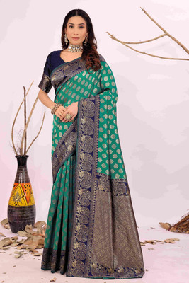 Suali Woven Kanjivaram Art Silk Saree(Light Blue)