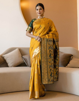 Falessa Woven Banarasi Art Silk Saree(Yellow)